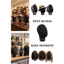 Manken İstanbul Süet Kafa Mankeni - Peruk, Saç Aksesuarı ve Şapka Için Kafa Mankeni – Dekoratif Stand