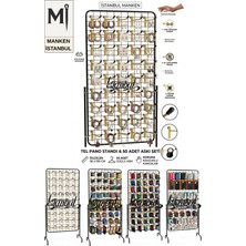 Manken İstanbul 90 x 190 cm Tel Pano Standı - 50 Adet Gold Askı Çubuklu Tel Pano Kancalı Ürün Standı