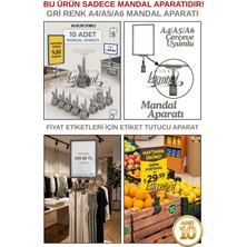 Manken İstanbul 10 Adet Gri Fıyat Etiketi Mandal Aparatı - Çerçeve Tutucu Mandal (Sadece Mandal Aparatıdır)