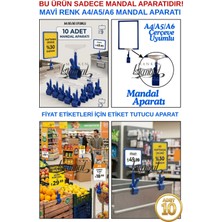 Manken İstanbul 10 Adet Mavi Fıyat Etiketi Mandal Aparatı - Çerçeve Tutucu Mandal (Sadece Mandal Aparatıdır)
