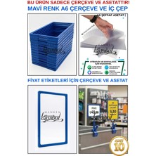 Manken İstanbul 10 Adet Mavi A6 Fıyat Etiketi Çerçeve ve Asetat - A6 Çerçeve ve Iç Cep (Mandal Dahil Değildir)