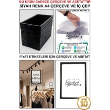 Manken İstanbul 10 Adet Siyah A4 Fıyat Etiketi Çerçeve ve Asetat - A4 Çerçeve ve Iç Cep (Mandal Dahil Değildir)