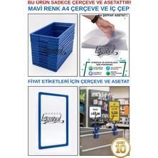 Manken İstanbul 10 Adet Mavi A4 Fıyat Etiketi Çerçeve ve Asetat - A4 Çerçeve ve Iç Cep (Mandal Dahil Değildir)