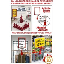 Manken İstanbul 10 Adet Kırmızı Fıyat Etiketi Mandal Aparatı - Çerçeve Tutucu Mandal (Sadece Mandal Aparatıdır)