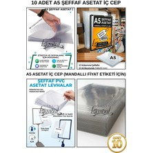 Manken İstanbul 10 Adet A5 Şeffaf Asetat - Fıyat Etiketi Iç Cep - Asetat Kağıdı Pvc