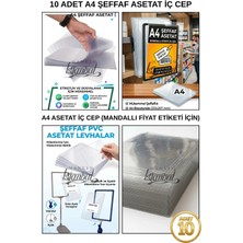 Manken İstanbul 10 Adet A4 Şeffaf Asetat - Fıyat Etiketi Iç Cep - Asetat Kağıdı Pvc