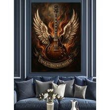 Tablomega Kanatlı Gitar Mistik Müzik Tablosu Dekoratif Kanvas - Mdf Ahşap Tablo