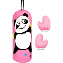 Uravas Store Çocuk Boks Kum Torbası Eldiven Dahil 2-6 Yaş Panda Pembe
