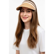 Mollycrush Kadın Camel Hasır Taç Güneş Koruyucu Vizör | Tessettür Uyumlu Tenis Taç Şapka