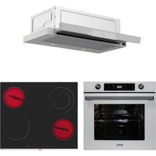 Afm Tech ve Ferre Marka/ Fl Vitro.elektirikli Beyaz Aspiratörlü Ankastre Set (MS263 +D037 + FM7701)