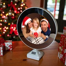 Yuvarlak Sihirli Ayna LED Işıklı Dekoratif Gece Lambası Fotoğraflı Ayna Ev Ofis Için Hediye Mini Boy