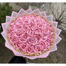 Buket Dünyası 41 Li LED Işıklı Solmayan Gül Buketi Pembe Gül Dışı Pembe - Kenar Süslü Isteme, Söz, Nişan