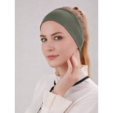 Alivascarf Kaymayan Silikonlu Bandana Bone Haki - Kadın Tesettür Dikişsiz Kaymaz Geçme - Sportif Saç Bandı