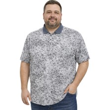 Battal Moda Battalmoda Erkek Büyük Beden Füme Polo Yaka Mikro Desenli Kısa Kollu Tişört 3xl-4xl-5xl-6xl