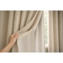Fluiana Keten Blackout Fon Perde| Bej | Pilesiz | %100 Blackout Perde |