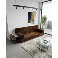 Bakırözü Home Premium Fitilli Kadife Kumaş, Modüler Dinlenme Koltuğu , Yer Yatağı ve Koltuk Takımı - Kahve