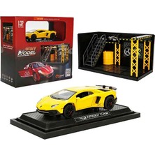 Scntoys 1:32 Sesli ve Işıklı Lamborghini Die Cast Model Araba ve Tamir Atölyesi Seti Lamborghini Sarı