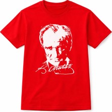 Dükkan Artı Atatürk Baskılı Tişört - Kırmızı