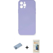 Marsilyan™- iPhone 12 Pro Max Kılıf Ahenk Serisi - Siyah 6d Mat Seramik Hayalet Nano Ekran Koruyucu + Mavi Shine Kamera Lens Koruma Cam