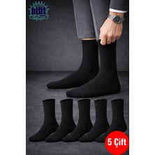 Hitit Socks Erkek 5 Çift Düz Siyah Pamuklu Çorap Günlük Kullanım Bacak Sıkmayan Rahat Kalıp