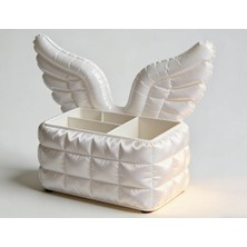 Lotus Home Melek Kanatlı Kapitone Organizer – 4 Bölmeli Dekoratif Makyaj & Masa Düzenleyici