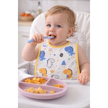 Pico Baby Unisex Desenli Eva Şeffaf Mama Önlüğü / Kahverengi