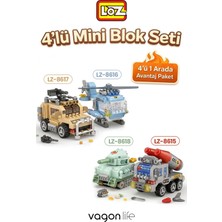 Vagonlife Loz Micro Block 4'lü Savaş Araçları 4 Farklı Model Dekoratif Oyuncak Yapım Seti Yapı Blok Seti