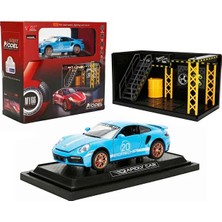 Scntoys 1:32 Sesli ve Işıklı Porsche 911 Turbo S Diecast Model Araba ve Tamir Atölyesi Seti