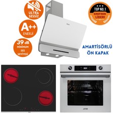Afm Tech ve Ferre Marka/ Best Sessiz Vitro. Elektrikli Beyaz Ankastre Set (D081-SA+ MS263 + FM7701)