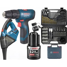 Bosch Gsr 120 Li 3 Ah Tek Akülü Vidalama + Bosch Gas 12 Şarjlı Araç Süpürgesi + Bosch V-Line 103 Parça Uç Seti