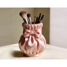 Lotus Home Fiyonk Detaylı Büzgülü Makyaj Organizer – Dekoratif Fırça & Kalemlik Stand