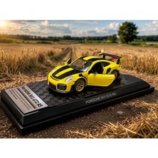 Scntoys Porsche 911 Gt2 Cabriolet Çizgili Diecast Model Araba 1:26 Ölçek Standlı Özel Araba Sarı