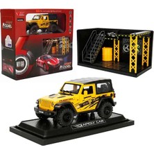 Scntoys 1:32 Sesli ve Işıklı Jeep Wrangler Rubicon Diecast Model Araba ve Tamir Atölyesi Seti Metal Set