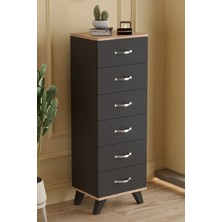 Aeka AE-3038 Belinda 6 Çekmeceli Modern Tasarımlı Şifonyer Antrasit Gri 132 cm Yükseklik