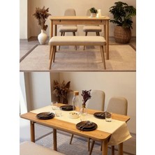 Maq Home Vina Açılabilir Mutfak Masa Takımı - Meşe/Krem