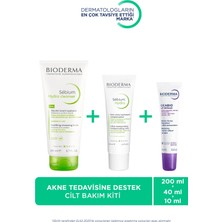 Bioderma Sebium İzokit+ Akne Tedavisine Destek Cilt Bakım Seti 200 ml Temizleme Jeli 40 ml Bakım Kremi 15 ml Dudak Balm
