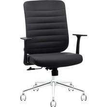 Pivotto Leo Pro Siyah Deri Çalışma Koltuğu l Ofis Koltuğu l Sabit Kol