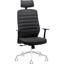 Pivotto Ari Pro Siyah Deri Yönetici Koltuğu l Ofis Koltuğu l Hareketli Kol ve Başlık