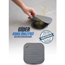 Omilife Gri Kare Silikon Gider Kapağı Koku Önleyici Lavabo Banyo Mutfak Gider Tıkacı 14.5 cm