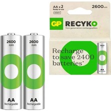 Uravas Store Gp Recyko 2600 Mah Şarjlı Ni-Mh Aa Kalem Pil 2li Paket