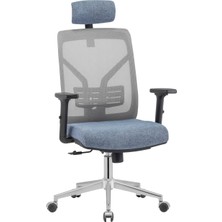 Pivotto Gemini Mavi Fileli Yönetici Koltuğu l Ofis Koltuğu l Hareketli Kol ve Başlık