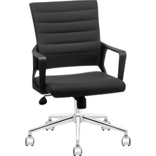 Pivotto Taurus Pro Siyah Deri Çalışma Koltuğu l Ofis Koltuğu l Sabit Kol