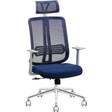 Pivotto Aqua Lacivert Fileli Yönetici Koltuğu l Ofis Koltuğu l Hareketli Kol ve Başlık