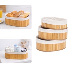 Sengenegel 3'lü Bambu Sepet - Naturel Astarlı Çok Amaçlı Saklama Kutusu Bej