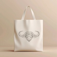 Hobi Hediye Geometrik Buffalo Çizim Baskılı %100 Bez Çanta