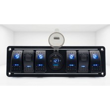 Revex 6 Tuşlu Kontrol Paneli 12/24V Voltaj Gösterge Pd+Qc 3.0 Hızlı USB Soket