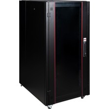 Lande 26U 600X800 Hyperline Dikili Tip Rack Kabinet (Siyah) (Ön Cam Kapak / Tekerlekli)