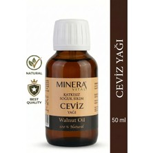 Minera Vital Ceviz Yağı 50 ml (Walnut Oil) %100 Saf Soğuk Sıkım Damlalıklı Cam Şişe