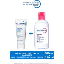 Bioderma Atoderm Kuru, Atopi Eğilimli Göz Çevresi Temizleyici Bakım Kremi 100 ml ve Sensibio Misel Su 250 ml