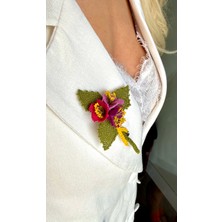 Kuvars Atalier El Yapımı Iğne Oyası Broş – Çok Renkli Çiçek Yaka Iğnesi, Zarif Aksesuar